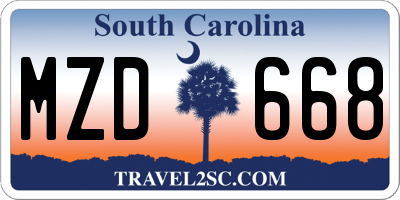 SC license plate MZD668