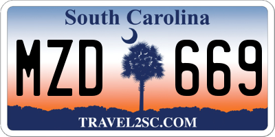 SC license plate MZD669