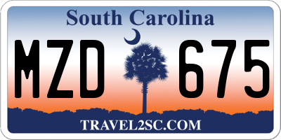 SC license plate MZD675