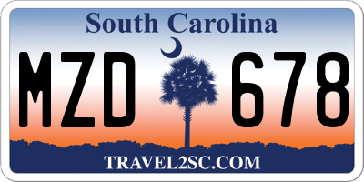 SC license plate MZD678