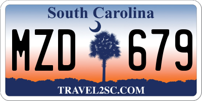 SC license plate MZD679