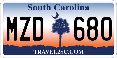 SC license plate MZD680