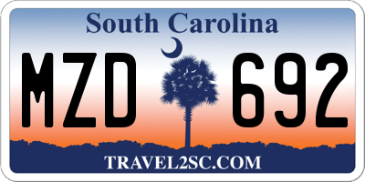 SC license plate MZD692