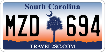 SC license plate MZD694