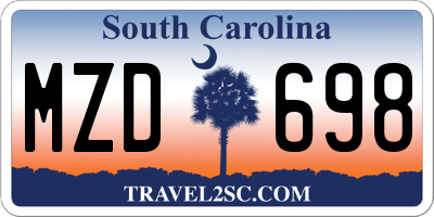 SC license plate MZD698