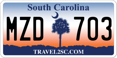 SC license plate MZD703