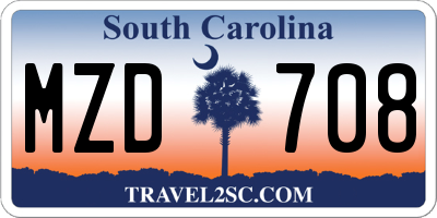 SC license plate MZD708