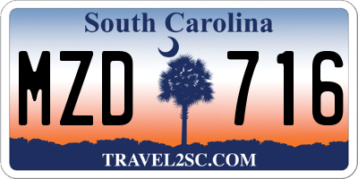 SC license plate MZD716