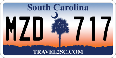 SC license plate MZD717