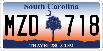 SC license plate MZD718