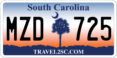 SC license plate MZD725