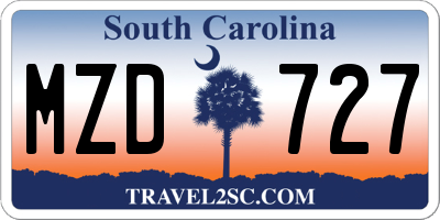 SC license plate MZD727