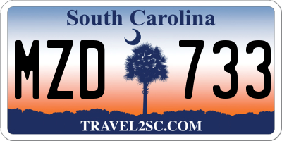 SC license plate MZD733
