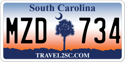 SC license plate MZD734