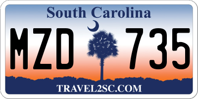 SC license plate MZD735