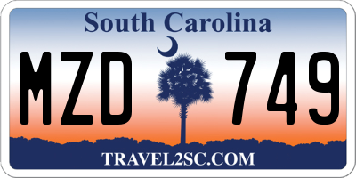 SC license plate MZD749