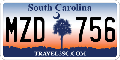 SC license plate MZD756