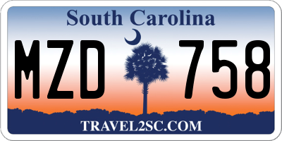 SC license plate MZD758