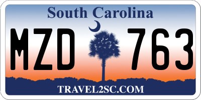 SC license plate MZD763