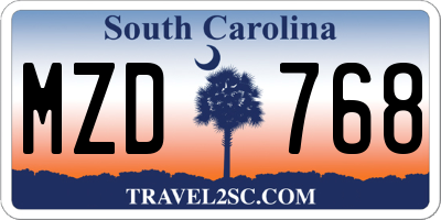 SC license plate MZD768