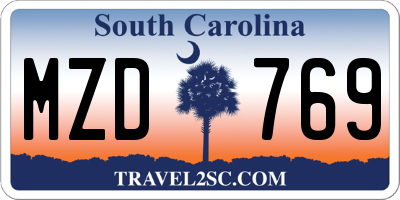 SC license plate MZD769