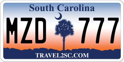 SC license plate MZD777