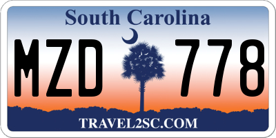 SC license plate MZD778