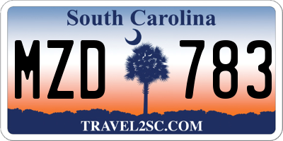 SC license plate MZD783