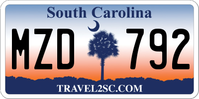 SC license plate MZD792