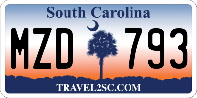 SC license plate MZD793