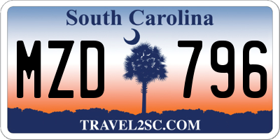 SC license plate MZD796