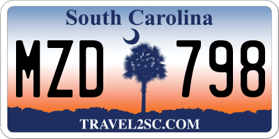 SC license plate MZD798