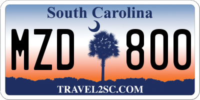 SC license plate MZD800