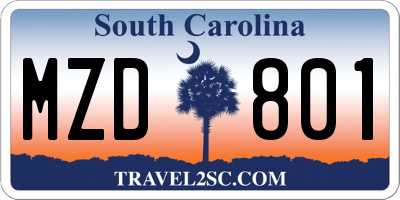 SC license plate MZD801