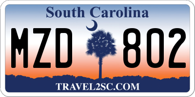 SC license plate MZD802