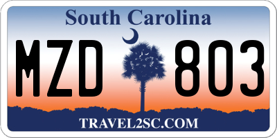 SC license plate MZD803