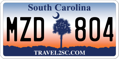SC license plate MZD804