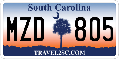 SC license plate MZD805