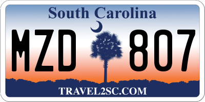 SC license plate MZD807