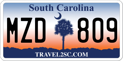 SC license plate MZD809
