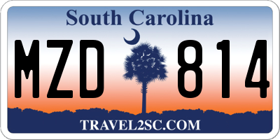 SC license plate MZD814