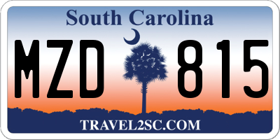 SC license plate MZD815