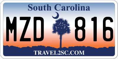 SC license plate MZD816