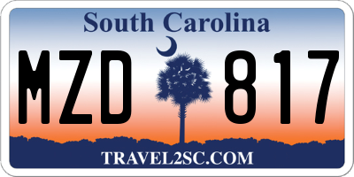 SC license plate MZD817