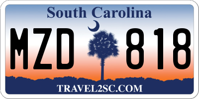 SC license plate MZD818