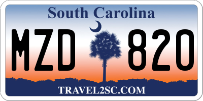SC license plate MZD820