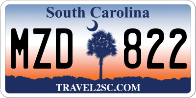 SC license plate MZD822