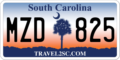 SC license plate MZD825