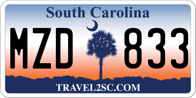 SC license plate MZD833