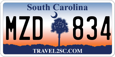 SC license plate MZD834